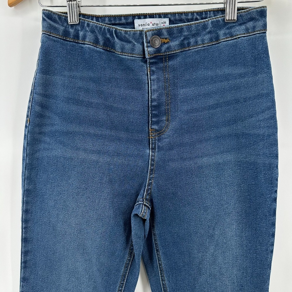 Vanilla Star Jeans Womens 7 Blue Denim Whisker High Rise Retro Outdoor Y2K